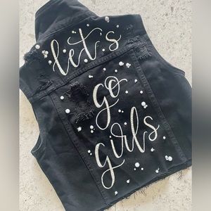“Let’s Go Girls” Black Denim Vest